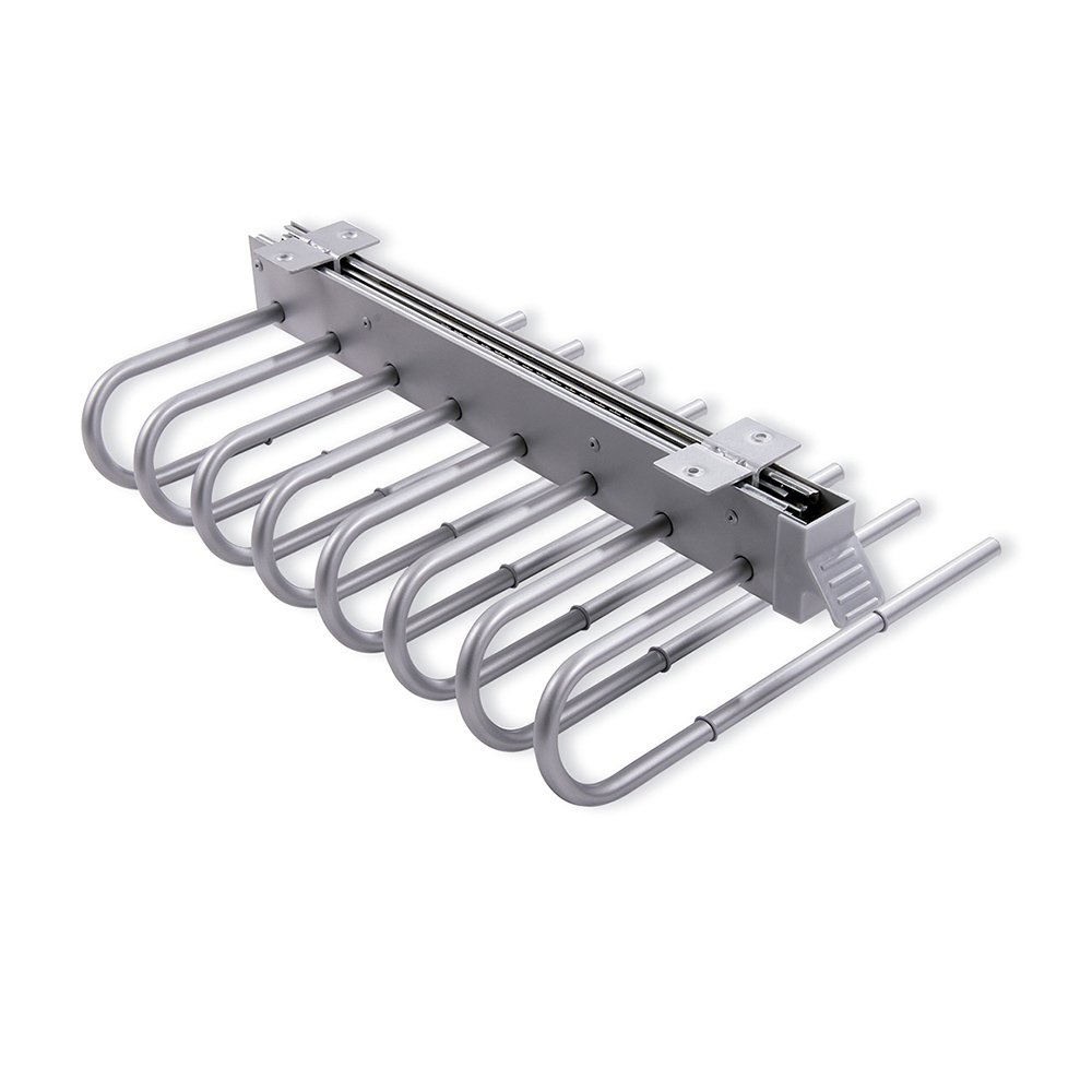 Emuca - Pull out trouser rack for wardrobe, pull out trouser hanger made from steel, left hand assembly, silver grey