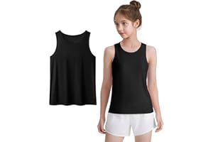 Auranso Girls Tank Tops Racerback Sleeveless UPF 50+ Quick Dry Kids Athletic Shirts Sports Dance Workout Tops