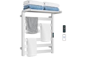 Towel Warmer Rack with WiFi, 6 Bars Large Towel Racks with Temperature & Timing Control, Foldable Bracket, Digital Display, S