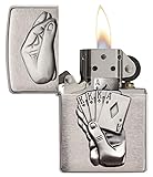 Zippo Full House Emblem Pocket Lighter, Brushed