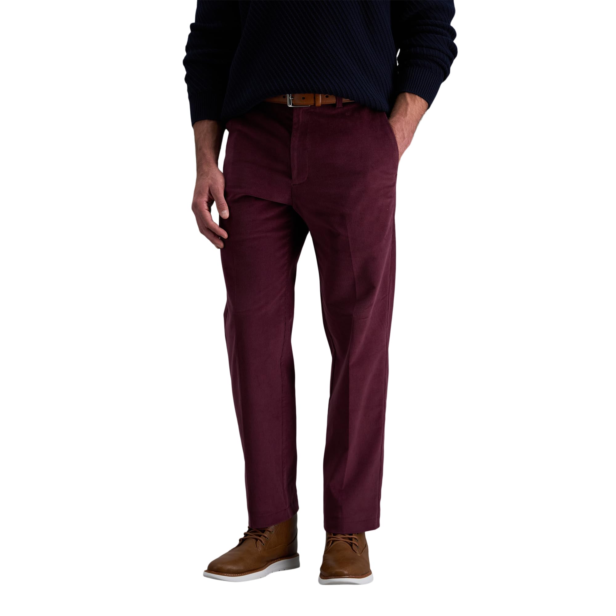 Haggar Men's Classic Fit Stretch Corduroy Pant - Merlot 36x29 Image