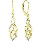 Wisbal Dangle Drop Earrings 925 Sterling Silver Infinity Earrings Twisted 18K White Gold Jewelry for Women