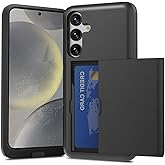 ZUSLAB Card Holder Slot Case Compatible with SAMSUNG Galaxy S24 6.2 Inches 2024, Phone Wallet Case for Galaxy S24, Shockproof Rubber & PC Bumper Dual Layer Cover for Women Men teens, Black
