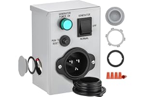 Kohree Generator Transfer Switch 15 Amp 125V Power Inlet Box, NEMA 5-15P Inlet Circuit Breaker, Predrilled Manual Transfer Switcher for Indoor Outdoor Use, ETL Listed