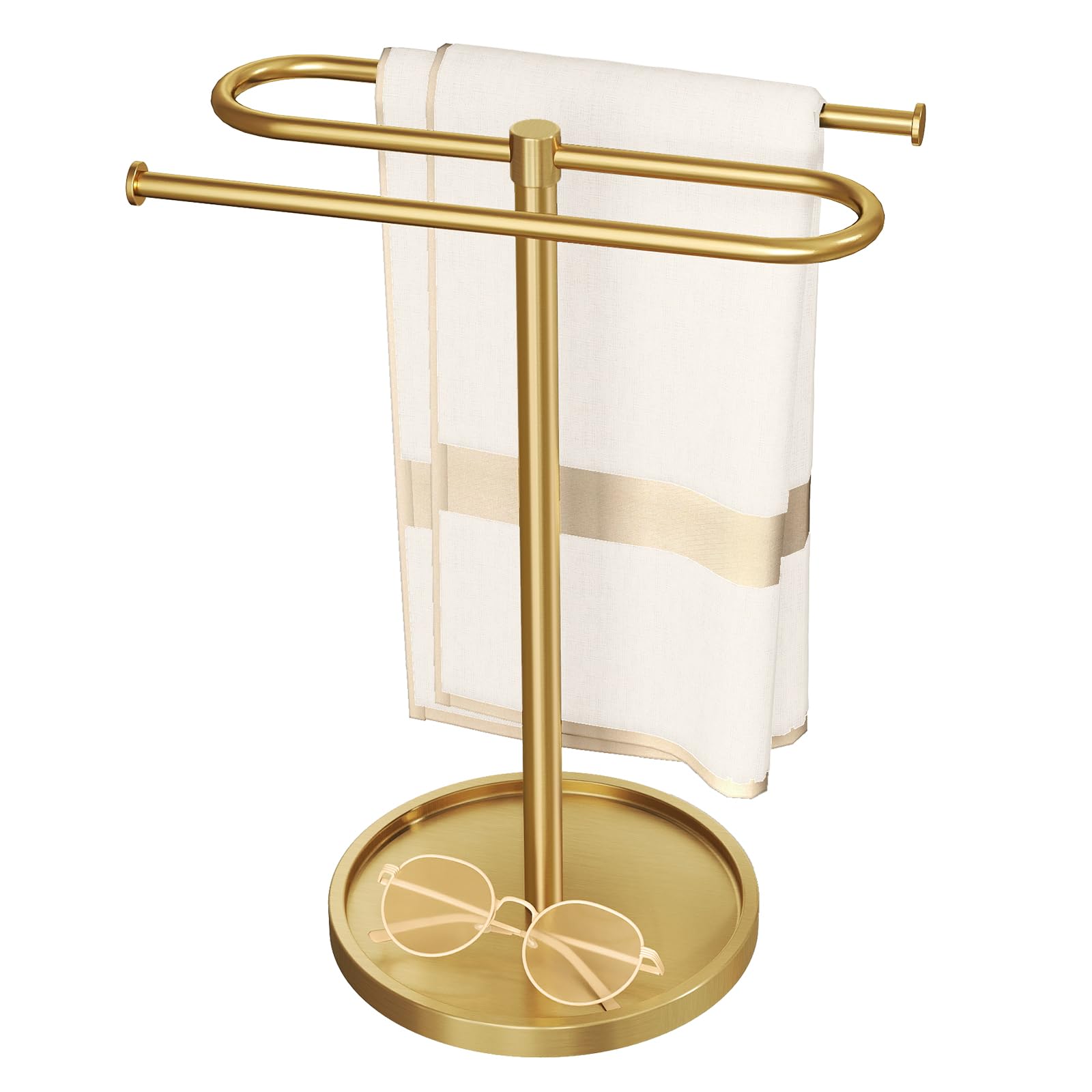 Photo 1 of Bathroom Hand Towel Holder Stand Gold, S-Shape Countertop Towel Standing, Stainless Steel Towel Rack Bar Holds 2 Towels for Kitchen