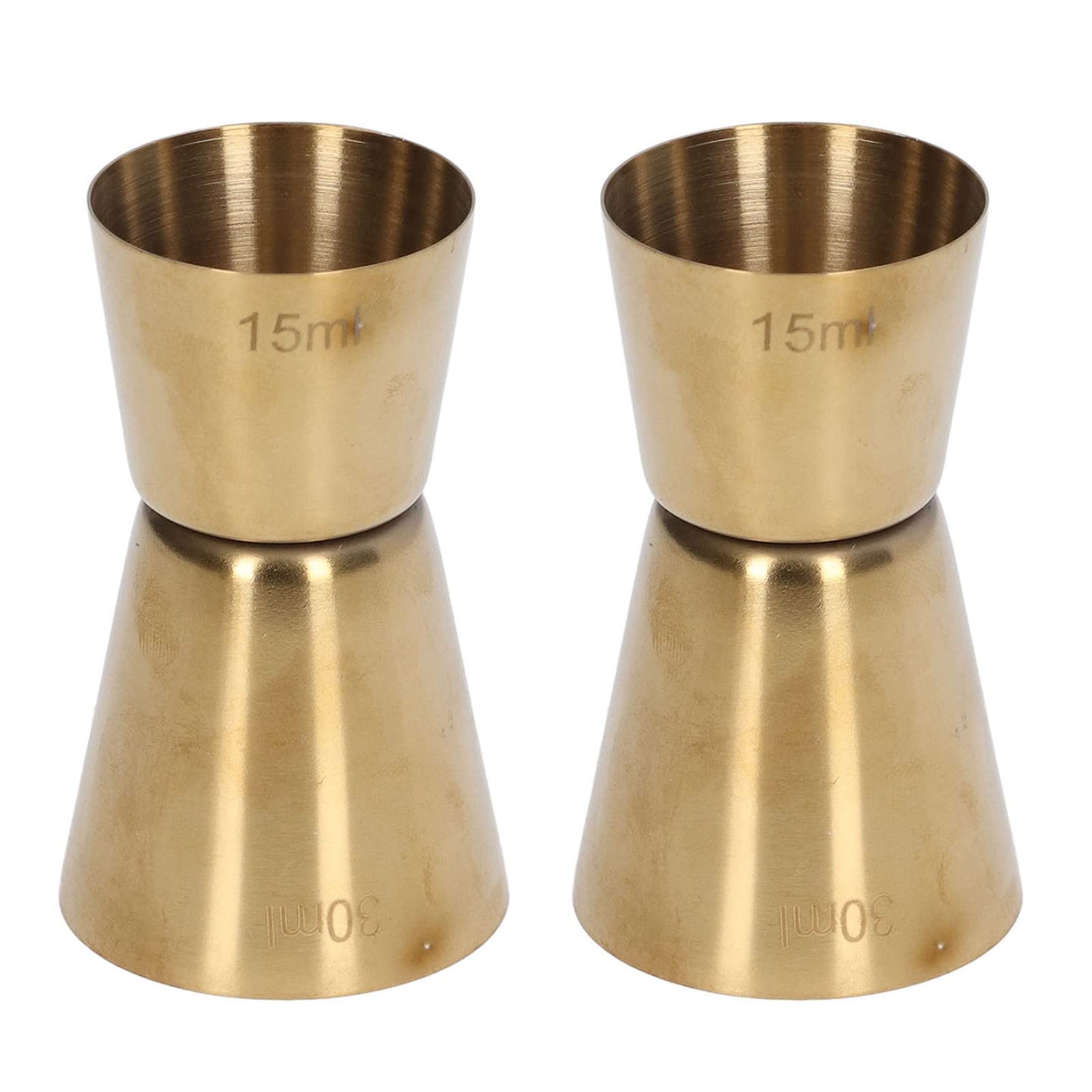 2PCS Cocktail Jigger Gold, 15ml Dual Spirit Measure Cup Stainless Steel Cocktail Jigger Cocktail Measure Cup Japanese Style Bar Jigger for Home Bar(M)