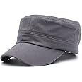 Cadet Army Cap Military Style Adjustable Flat Top Cap Unisex Basic Baseball Hat for Men Women