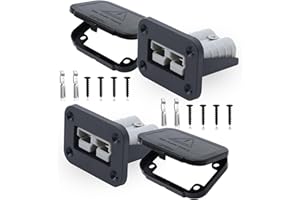 Ambuker 50 Amp Anderson Plug Connector Battery Quick Connect/Disconnect Connector Kit Mounting Panel with Cover for Automobiles Winches Lifts Motors(Gray 2pcs)