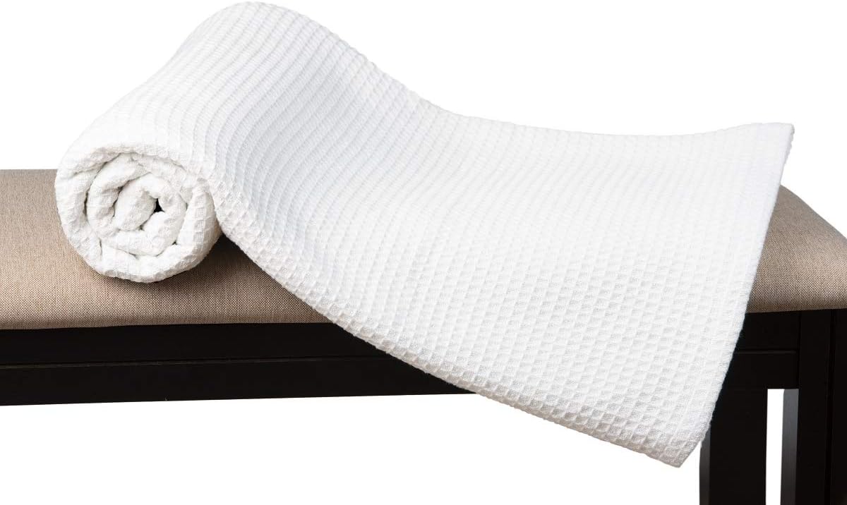 Cotton Clinic 100% Cotton Bed Blanket, Bed Blanket Twin Size, Cotton Thermal Blankets Twin Size, Perfect for Layering Any Bed for All Season, Soft and Breathable White Blanket: Kitchen & Dining