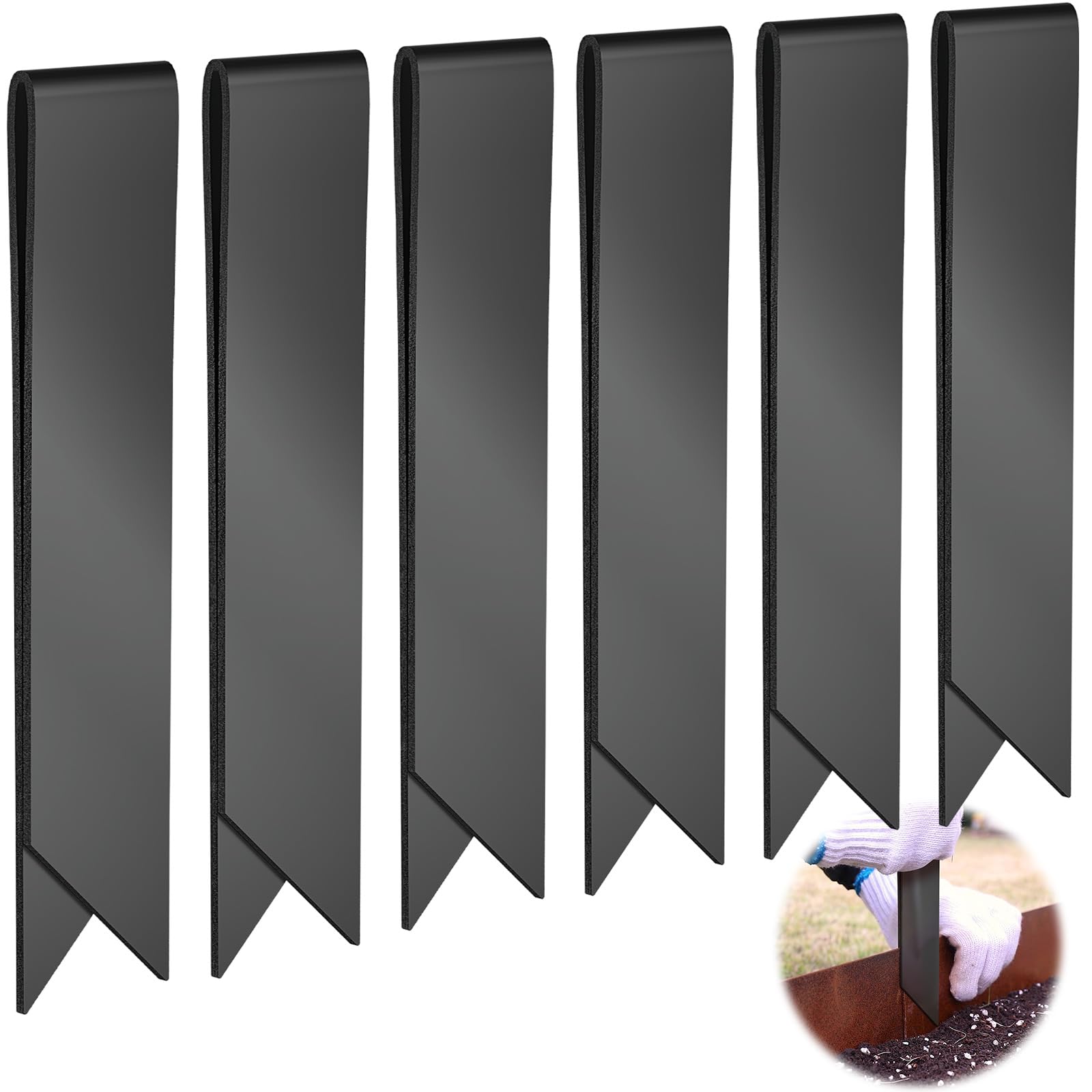 Photo 1 of Fixirons 6 Pack Black Straight Clips for 6 & 8 inch Edging Corten Steel Landscape Edging Clip, Garden Border Edging Clip for Landscaping Steel Lawn Edging Clip