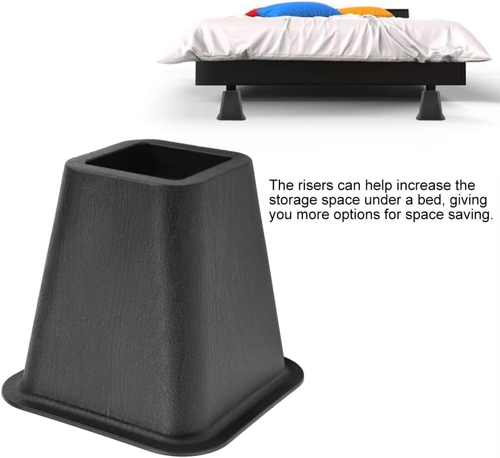 Hanper Furniture Risers, 4pcs/set Black NonSlip Bed/Table/Desk/Sofa Risers Furniture Riser