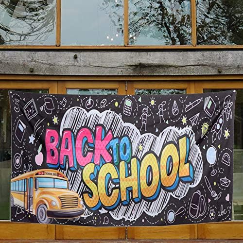 Xgood Back to School Banner 6.6x3.9feet Large Polyester Welcome Back to School Flag Back to School Backdrop for Home School Classroom Indoor Outdoor Decorate Supplies (Kids)