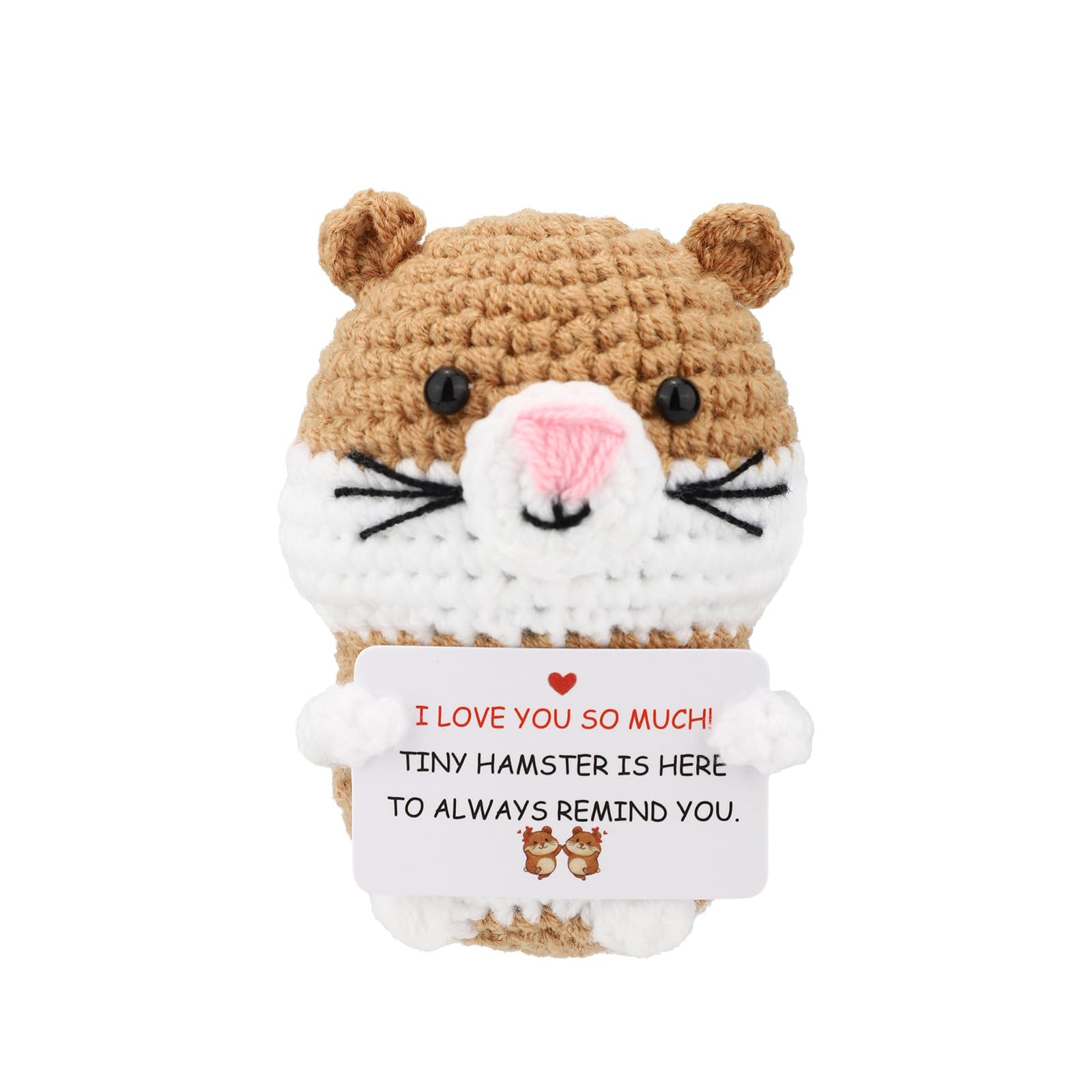 TOYMIS Positive Hamster, Adorable Emotional Toy with Encouraging Card Incentive Animals Crochets Creative Knitted Hamster for Friends Family (Style 5)