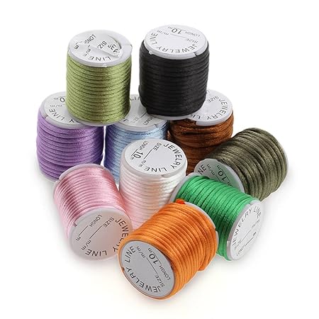 Skyllc® 10X Spule 3mm Seidenband Nylon Band Nylonband Kordel 3m f. Kette TREND