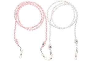 Magiclulu Women Imitation Pearl Beaded Eyeglass Chains 2-Pack Fashion Eyewear Strap Lanyards Lightweight Glasses Holder for D