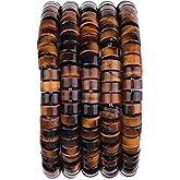 BEADIA Natural Yellow Tiger Eye Spacer Beads Caps Loose Semi Gemstone for Beading Jewelry Making 6mmx3mm 38cm