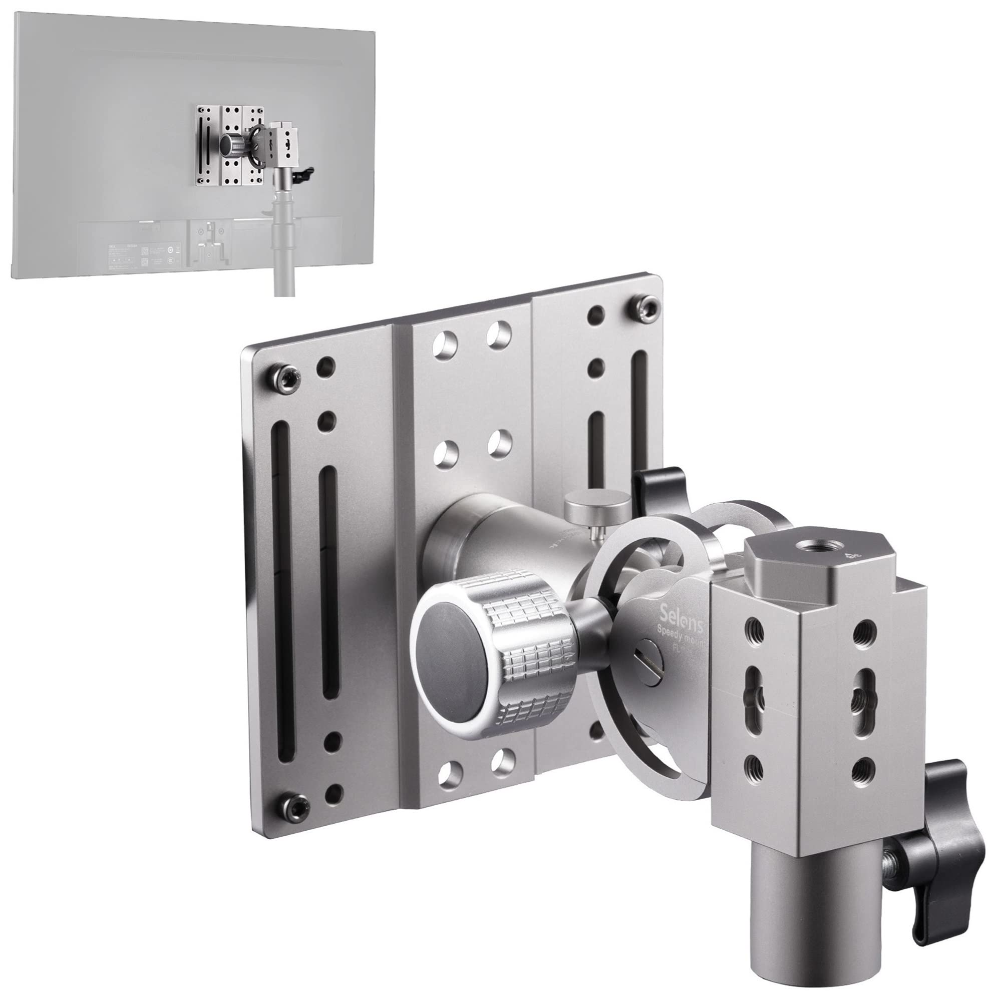 Selens Pro Quick Release Aluminum Monitor VESA Stand Mount Swivel for Light, AXIS & C Stand Safety Protect Accessories for Photography Photo Studio Photographer