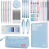 RHUIOKJLDF 39PCS Macaron color School Supplies set，5 ballpoint pens，notebooks, pencil cse, sticky notes ，6mechanical pencil，2Correction Tapes，4fluorescent pens