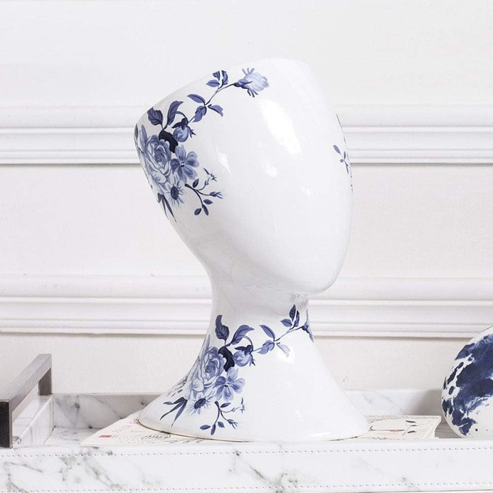 KONGMAODS Estatuas Escultura Estatuillas,Azul Y Blanco Porcelana Flor