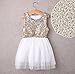 Summer Dresses Girls Sequins Lace Holiday Tutu Sleeveless Bare Back Mini Party Dress for Little Children Girls (Gold/White, Size 4T)