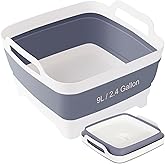 Collapsible Dish Basin & Sink Tub with Drain Plug – 2.4 Gal Baby Bottle Wash Basin, Bottle Washing Bin for RV, Camping, Kitch