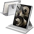 JETech Rotating Case for iPad Air 11-Inch M3/M2 (2025/2024), iPad Air 5/4 (2022/2020 5th/4th Generation 10.9-Inch), 360 Degree Rotation Protective Stand Cover Clear Back, Auto Wake/Sleep (Silver)
