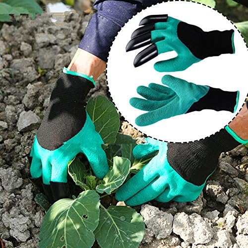 Cushion Living Gardening Gloves- Best Gift for Gardeners- Manual Weeder Tool Digging Planting Seeding Potting Rose Pruning- Right Hand Claw Finger Tips- Better Gardening Equipment- 1 Pair