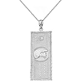 Claddagh Gold 925 Sterling Silver $1 Million Dollar Bill Pendant Necklace (Medium)