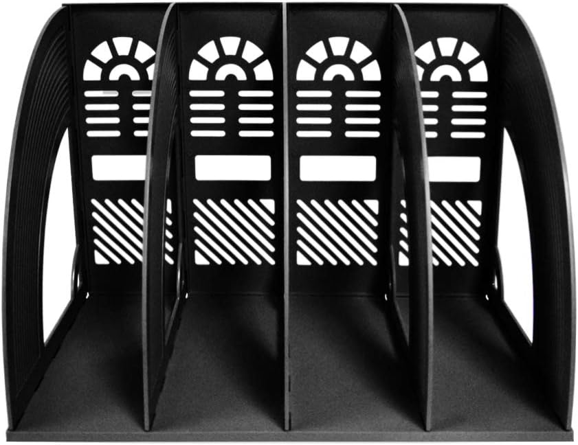 KXF Arched File Organiser Desktop Organizer for A4 Documents File Folder Holder Office Desk Storage Kitchen Organiser Plastic Magazine Rack Dividers 4 Compartments Frame Cabinet For Home School - Image 3