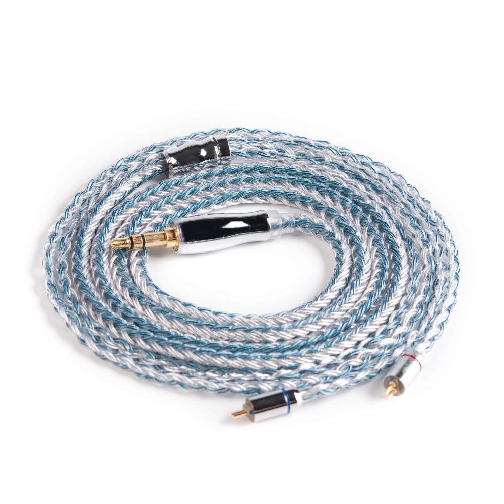 Yinyoo 16 Core Replacement Upgrade Earphone Cable Upgraded Silver Plated Copper Cable 3.5mm Plug with 0.78mm 2Pin for KZ ZST ZS6 ZS7 AS10 TRN V80 V90 V2(3.5MM Plug, 2Pin) — image 1