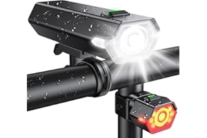 Cuvccn 1000 Lumen Super Bright Bike Lights, 4+6 Modes Rechargeable Bicycle Lights Front & Rear with Side Lights, IP65 Waterproof Bike Headlight for Day/Night Riding Safety, Scooter Accessories