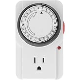 Timers for Electrical Outlets 3 Prong 24 Hours Cycle | Indoor Mechanical Outlet Timer,Indoor Mechanical Outlet Timer for Christmas lights Lamp Fan Fish Tank