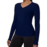 LWISMIL Compression Shirt Women Long Sleeve V Neck Workout Tops Dry-Fit Gym Yoga Moisture-Wicking Sports Base Layer T-Shirts