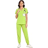 COZYFIT Scrubs for Women - V-Neck Top & Cargo Pants Scrubs Set with 10 Pockets