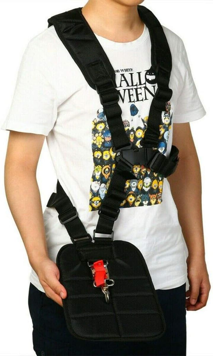 Dunhil Black Comfort Padded Belt Double Shoulder Strap, Trimmer Shoulder Strap for Trimmers Brushcutters Strimmer Harness, Garden Brush Cutter Lawn Mower Nylon Belt fit for Brush Cutter Trimmer Kit: Garden & Outdoor