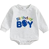FYBITBO First Birthday Baby Boy Outfit Birthday Boy Bubble Romper Long Sleeve Bodysuit Fall 1st Birthday Outfit Boy Clothes