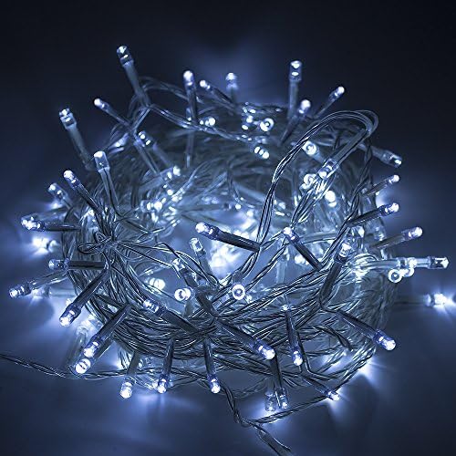 LED Concepts String Lights—100 LED Twinkle/Fairy Lights—8 Lighting Modes &amp; Connectable—UL Listed Power Supply—Perfect for Christmas, Bedroom,Wedding, Party, and more (White)