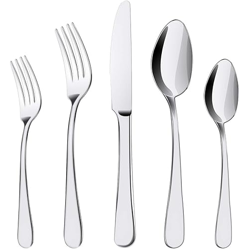 Silverware Set, ENLOY 20 Pieces Stainless Steel Flatware Cutlery Set, Include Knife Fork Spoon, Mirror Polished, Dishwasher Safe, Service for 4
