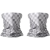 HARFINGTON 2pcs Summer Cooling Neck Gaiter Sun Protection Face Mask Fishing Neck Gaiter Unisex Sunscreen Breathable Bandana for Hiking Outdoor Sports, Plaid Gray