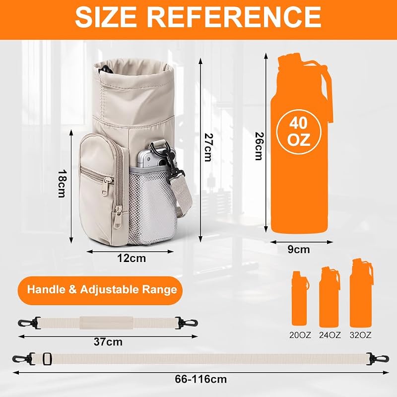 - Bolsa de botella de agua, 40 oz (1,2 L), blanco, correa de hombro — foto 2 de 7