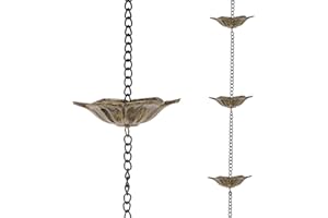 dreamysoul 8.3 Feet Length Rain Chain for Gutters Bronze Lotus Rain Chains for Downspouts Metal Hanging Rain Chain for Garden Yard Decor
