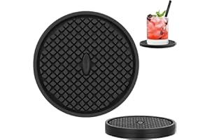 HIYALOT Silicone Coasters for Drinks Absorbent Coaster, Set of 2 Non-Slip Cup Mat for Office Desk, Heat Resistant Coaster with Deep Tray for Kitchen Decor