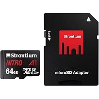 Strontium Nitro A1 64GB Micro SDXC Memory Card 100MB/s A1 UHS-I U3 Class 10 with High Speed Adapter for Smartphones Tablets Drones Action Cams (SRN64GTFU3A1A)
