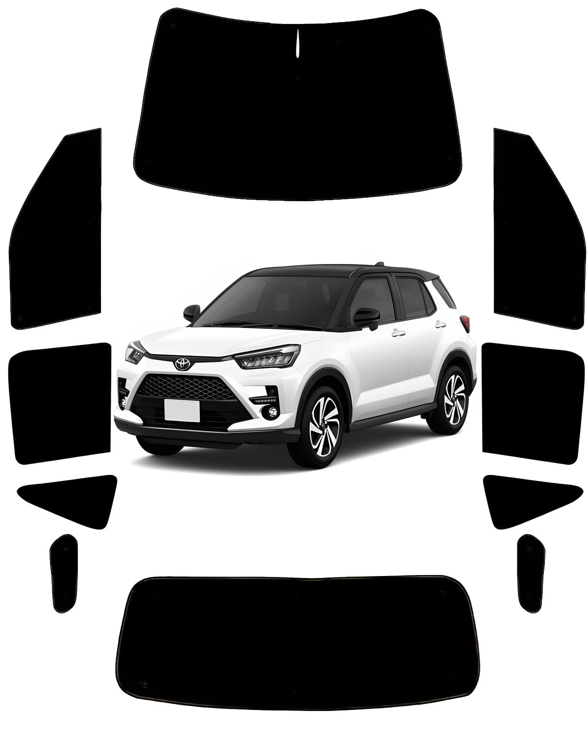 Loveyes トヨタ ライズ サンシェード 全面 フルセット ダイハツ ロッキー 200系 A200a A210a 車中泊 仮眠 断熱 日除け 目隠し 遮光 UVカット 専用アクセサリー (ライズ/ロッキー) の商品画像