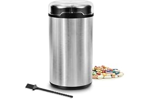 DERGGZEY Electric Pill Crusher Grinder - Grind and Pulverize Small and Large Medication and Vitamin Tablets to Fine Powder Extremely, Suitable for Grinding Multiple Pills, Pill Crushers for Elderly (Gray)