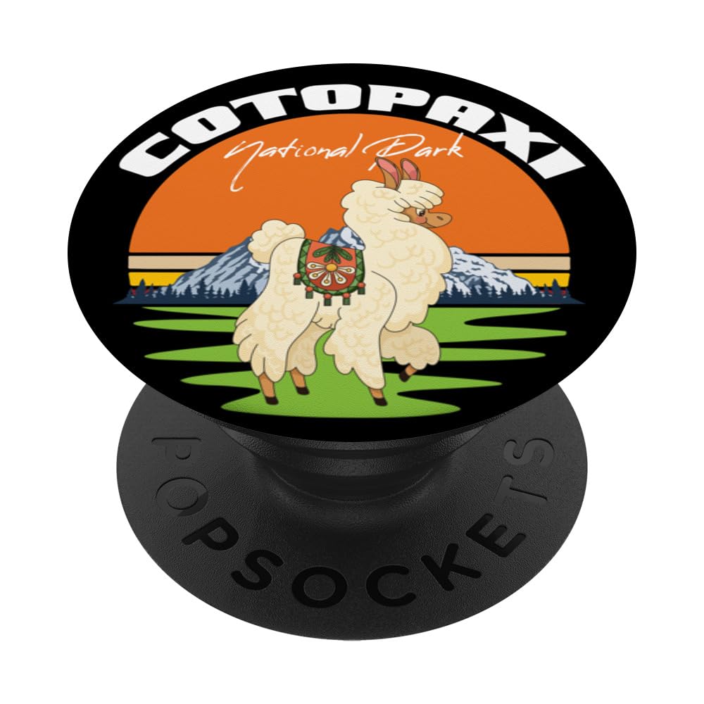 National Park Cotopaxi Ecuador Souvenir Llama in Nature PopSockets Swappable PopGrip