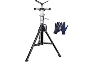CARVALAX V-Head Pipe Jack Stands, 28"-52" Adjustable Pipe Stand Fits 1/2" - 12" Pipe Capacity w/ 2500LB Load Capacity, Steel Pipe Stand for Welding w/Portable Folding Legs