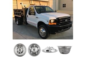 Puermto 19.5" 8 Lug 5 Hand Hole Dually Wheel Simulators,Front Rear Polished Stainless Steel 4pcs Bolt On Wheel Cover Hupcaps fit for 1999-2002 ford F450 F550 Super Duty 19F8