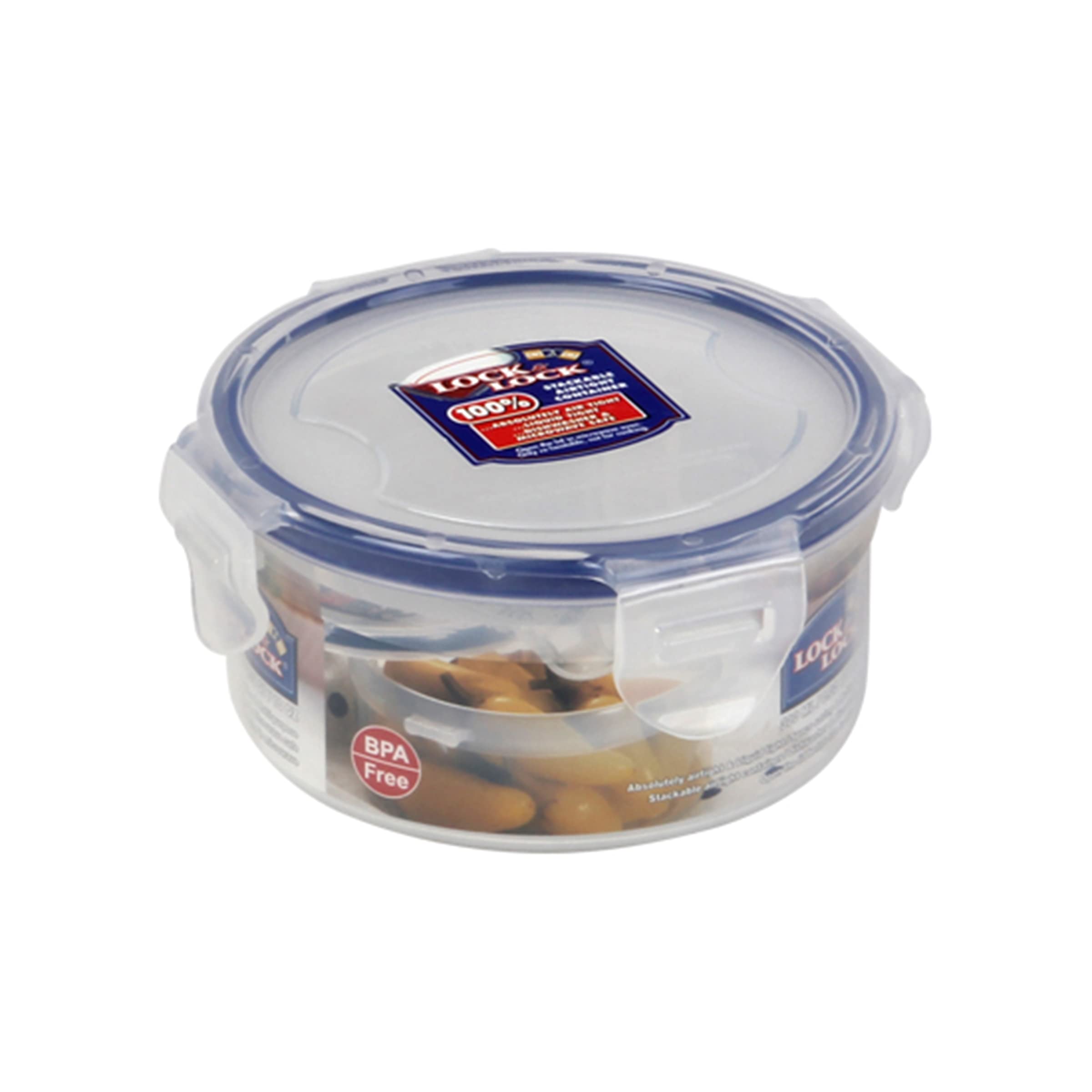 Lock & Lock HPL932 Round Storage Container - Clear/Blue, 300 ml