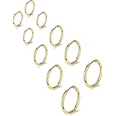 Gokeey 316L Surgical Stainless Steel Small Gold Silver Hoop Earrings for Women Men,Hypoallergenic Cartilage Helix Earrings for Sensitive Ears,Cute Conch Rook Tiny Huggie Hoops Earring Set for Multiple Piercing Jewelry Gift 6mm-12mm